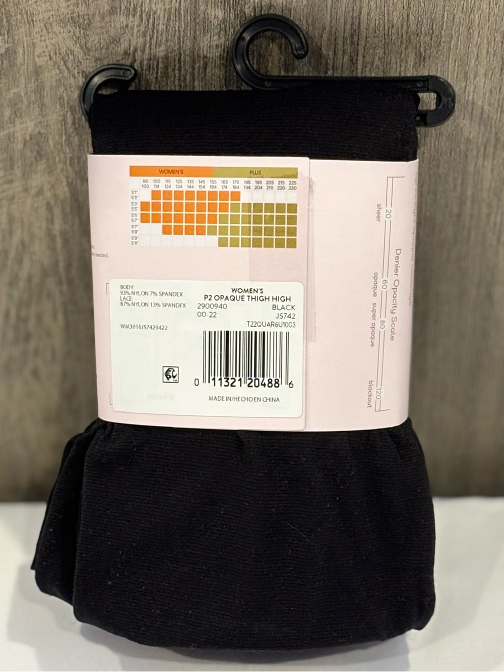 Joyspun Womens Thigh High Stockings 2 Pack Black Opaque 60 Denier Lace Top NWT - Picture 3 of 6
